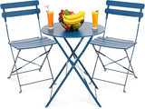 Outdoor 3 Piece Patio Bistro Set, Folding Bistro Table and 2 Folding Chairs
