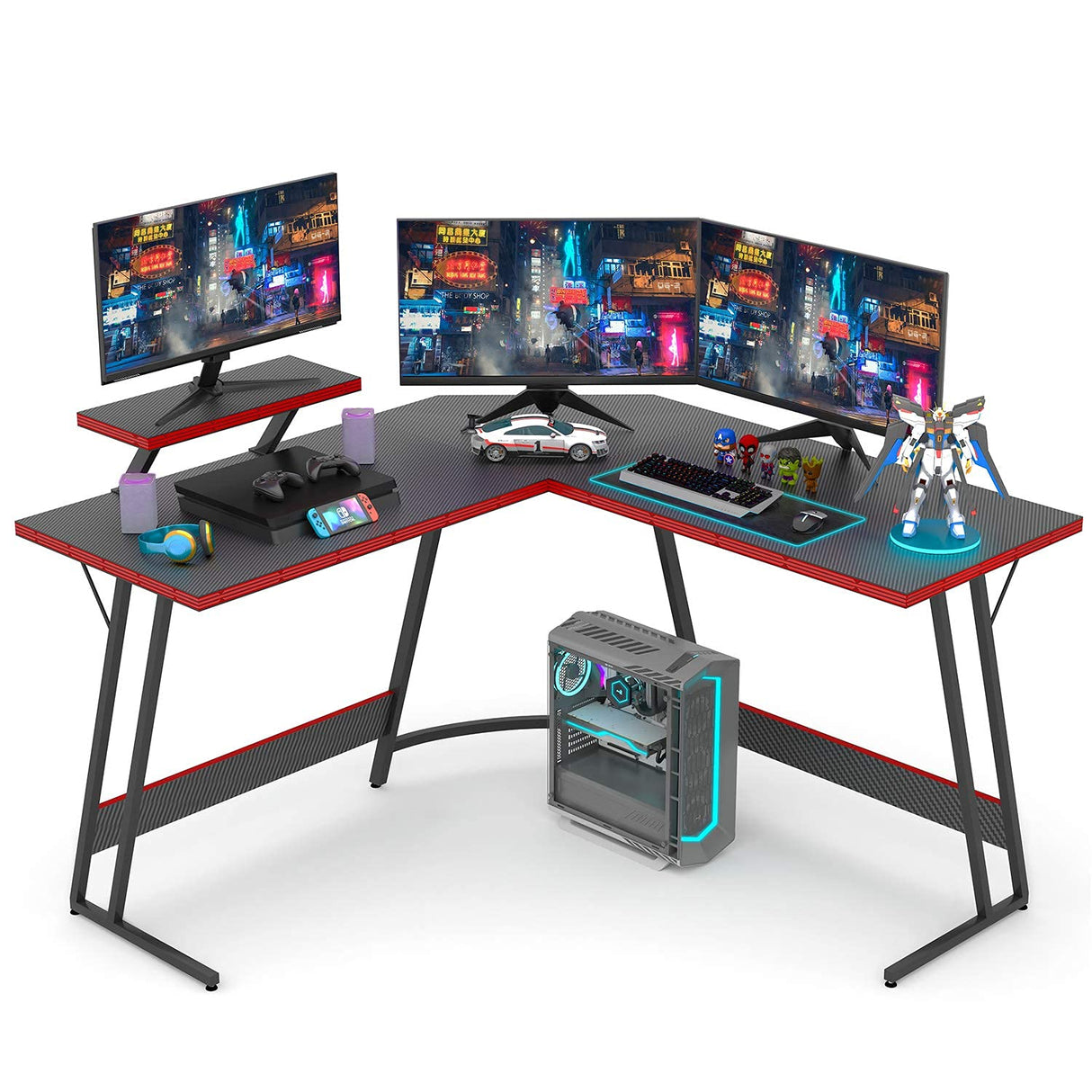 L Shaped Gaming Desk Computer Desk 51” Office Corner Desk with Monitor Stand Home