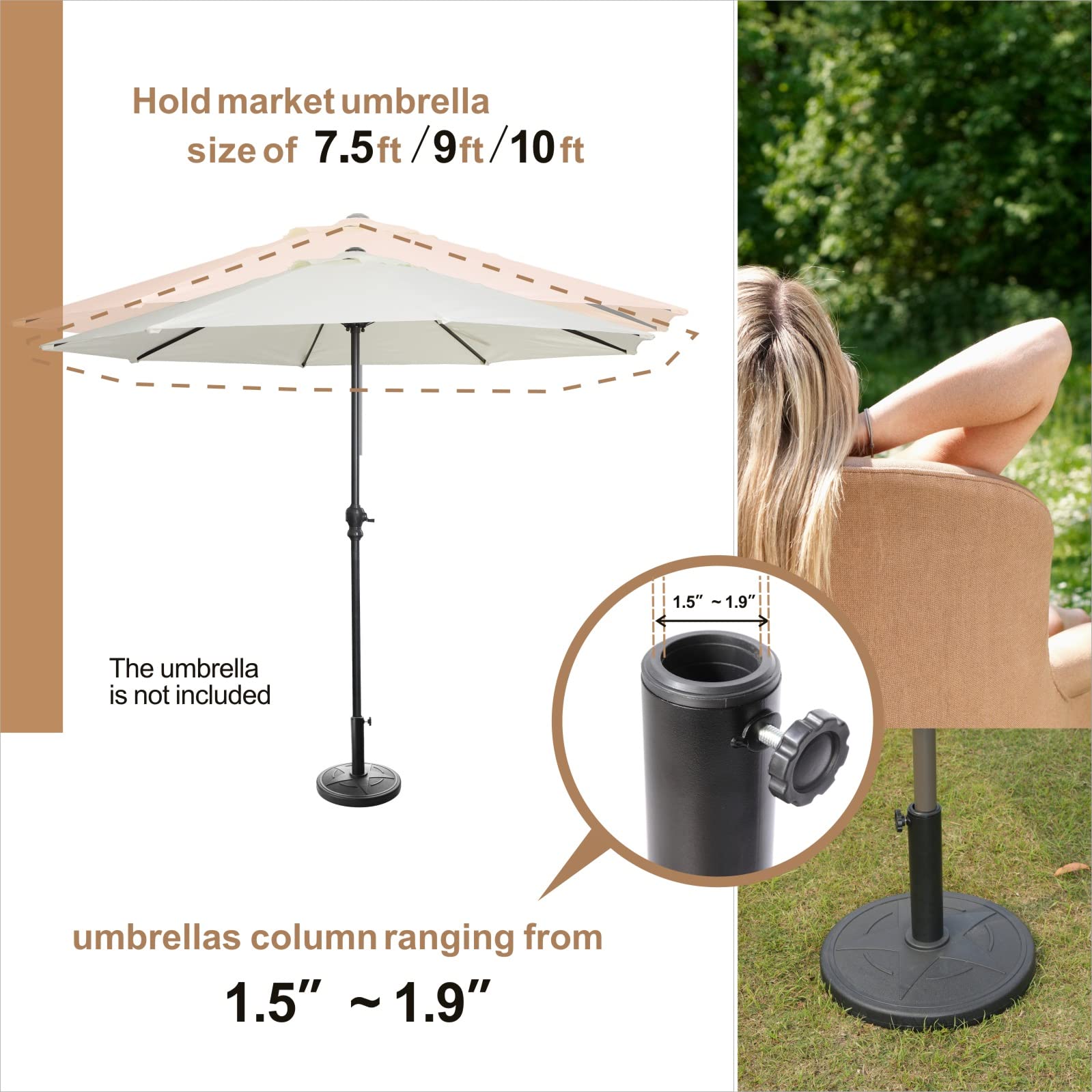 Patio Umbrella Base – Elegant Weighted Umbrella Stand Outdoor Base