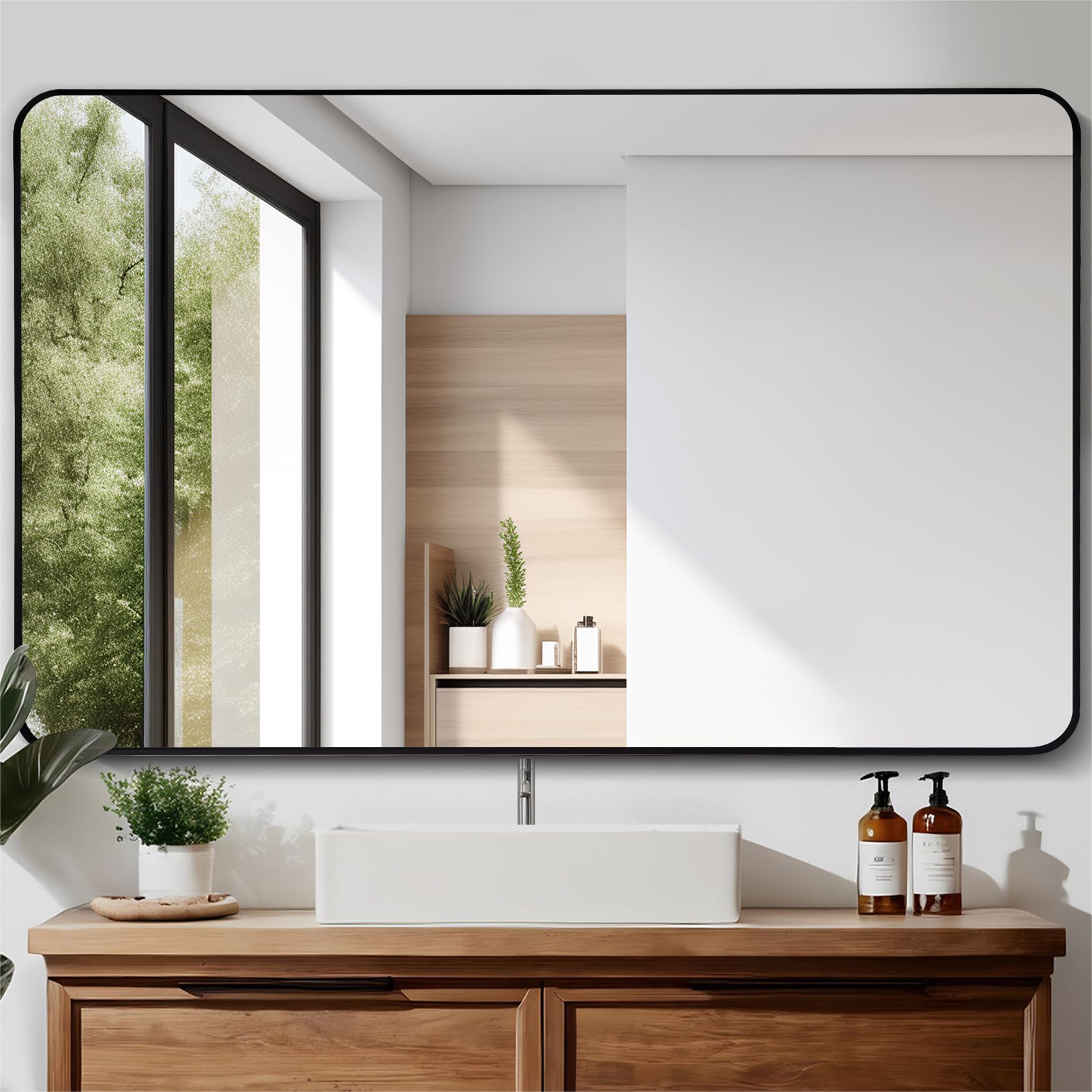 Bathroom Mirror,  Black Rectangle Wall Mirror