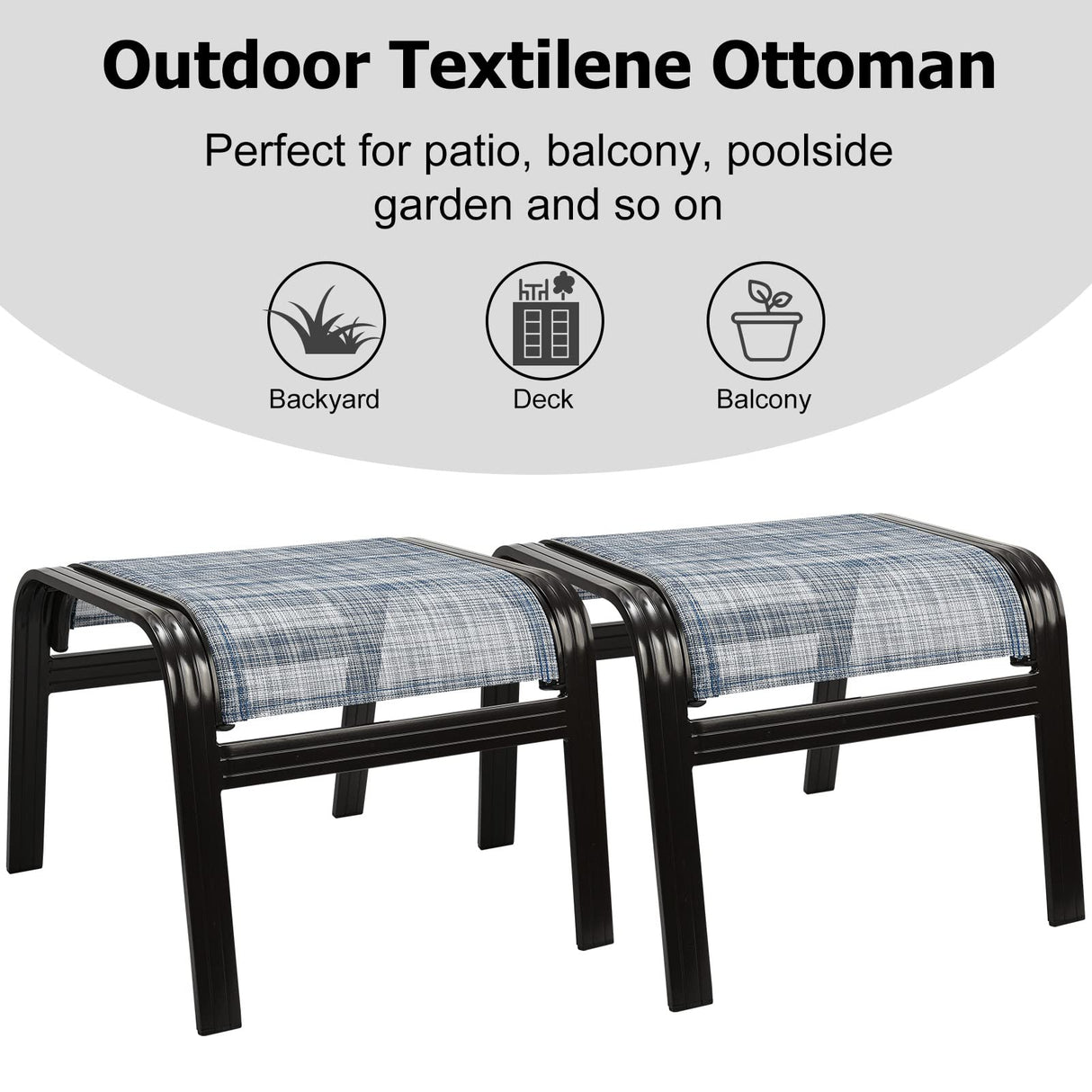 Outdoor Foot Stools Gift for Patio Ottoman Footrest Aluminum Portable Seat Wicker