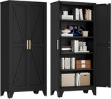 61" Tall Farmhouse Metal Pantry Cabinet, Kitchen Pantry Storage Cabinets
