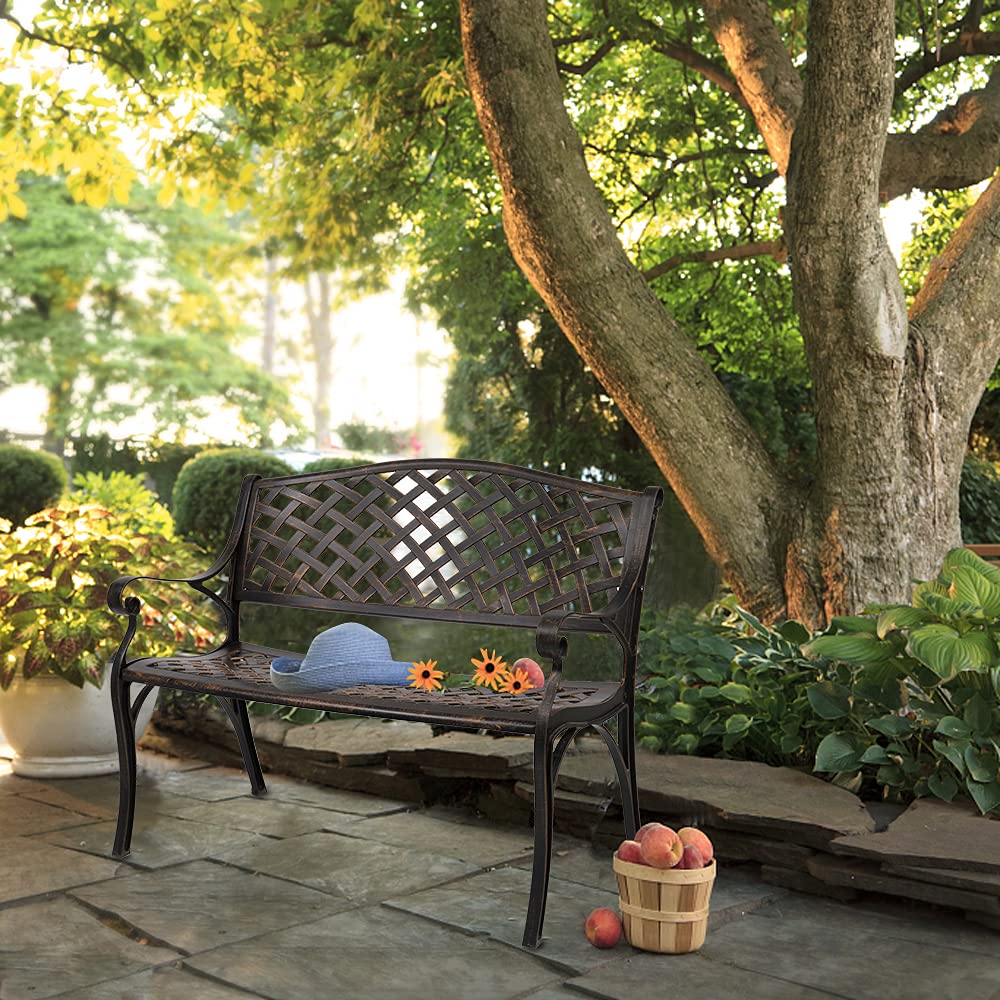 Outdoor Cast Aluminum Patio Bench