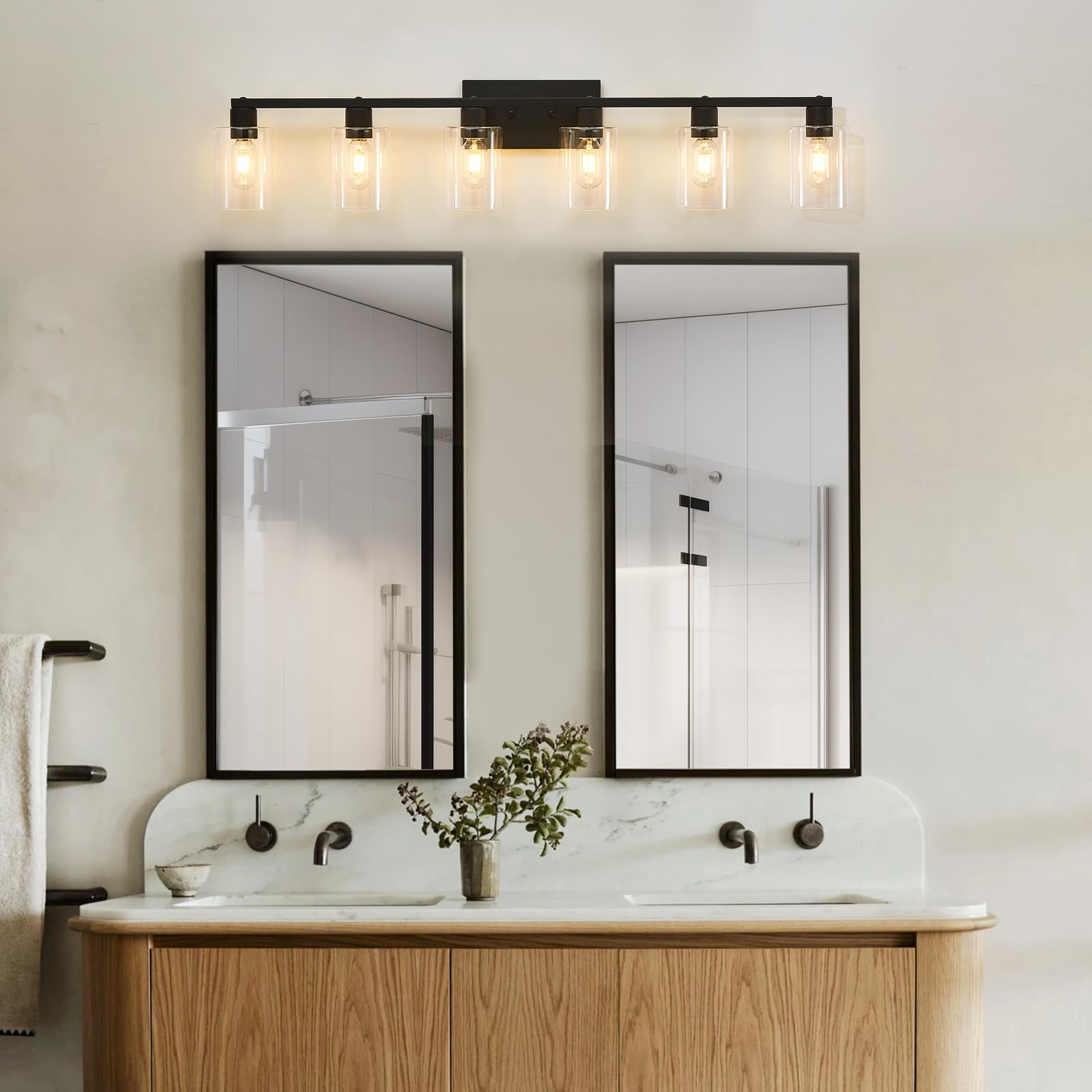 6 Light Bathroom Fixture, 6 Light Vanity Lights, Vintage Black Bathroom Vanity Light