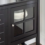 Charlotte Classic Glass Door Storage Buffet, 52 Inch, Black