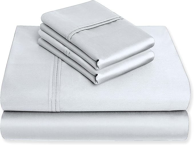 Organic 100% Cotton Twin Turquoise Sheet Set, 300 Thread Count Percale Weave Sheets