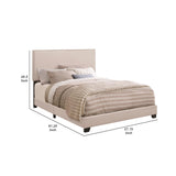 Wooden Full Bed with Padded Headboard, Ivory,