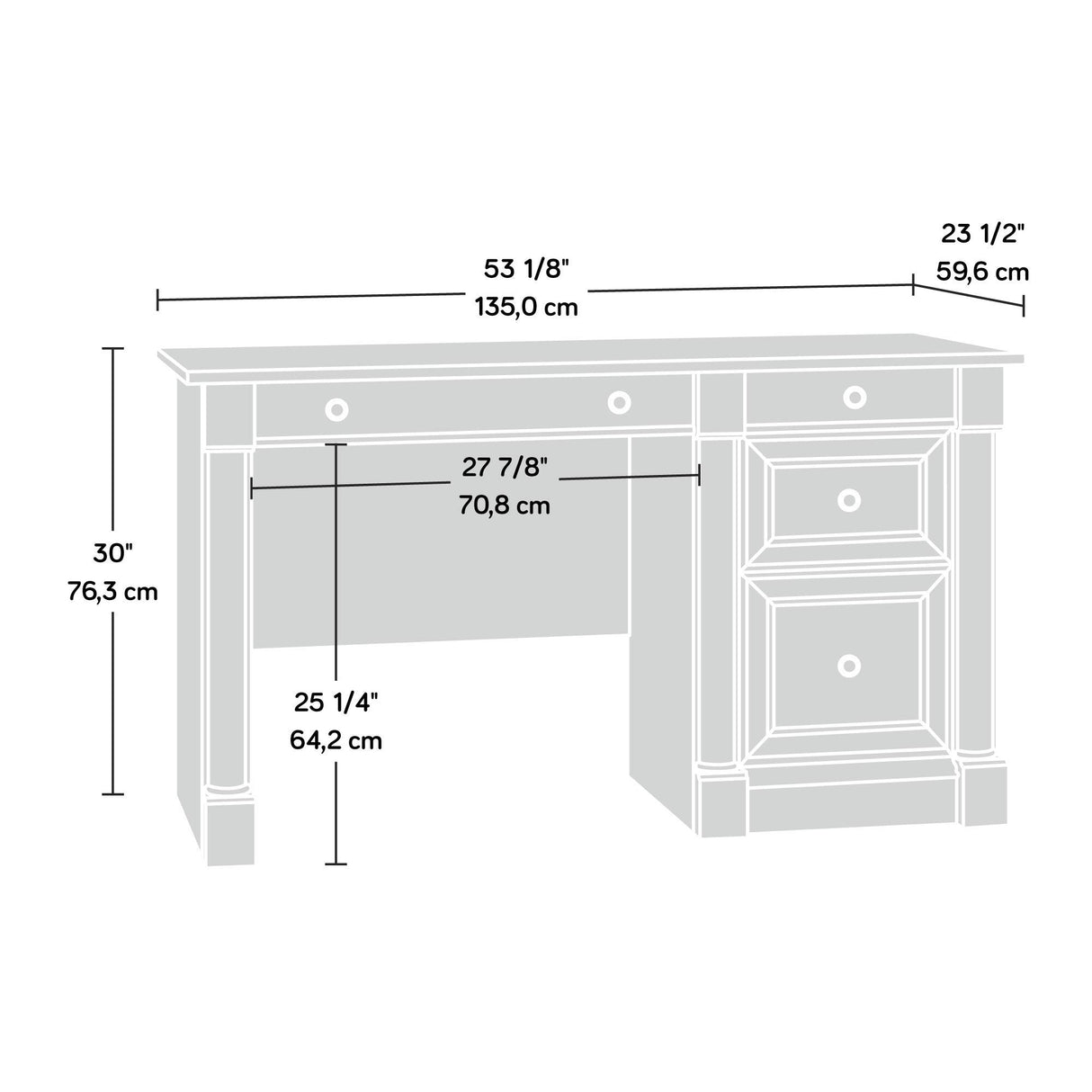 Sauder Palladia Computer Desk, 23.5"D x 53.15"W x 30"H, Wind Oak finish