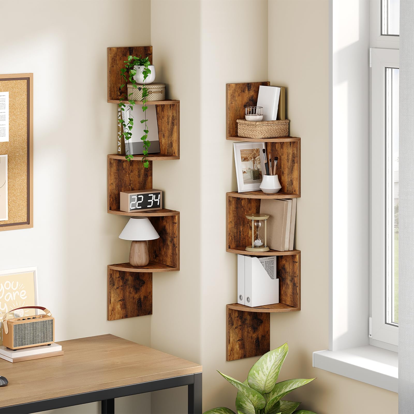 Floating Shelves and Corner Shelf Wall-Mounted, 39.4" Wall Shelf Set of 2,