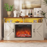 59-Inch TV Stand with Electric Fireplace and LED Lights