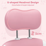 Kids Gaming Chair with Bunny Massage Lumbar Pillow - Pink Desk Chair with Adjustable Headrest & Footrest