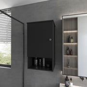 Recessed Medicine Cabinet with One Door, Two Internal Shelves, Black Melamine Finish