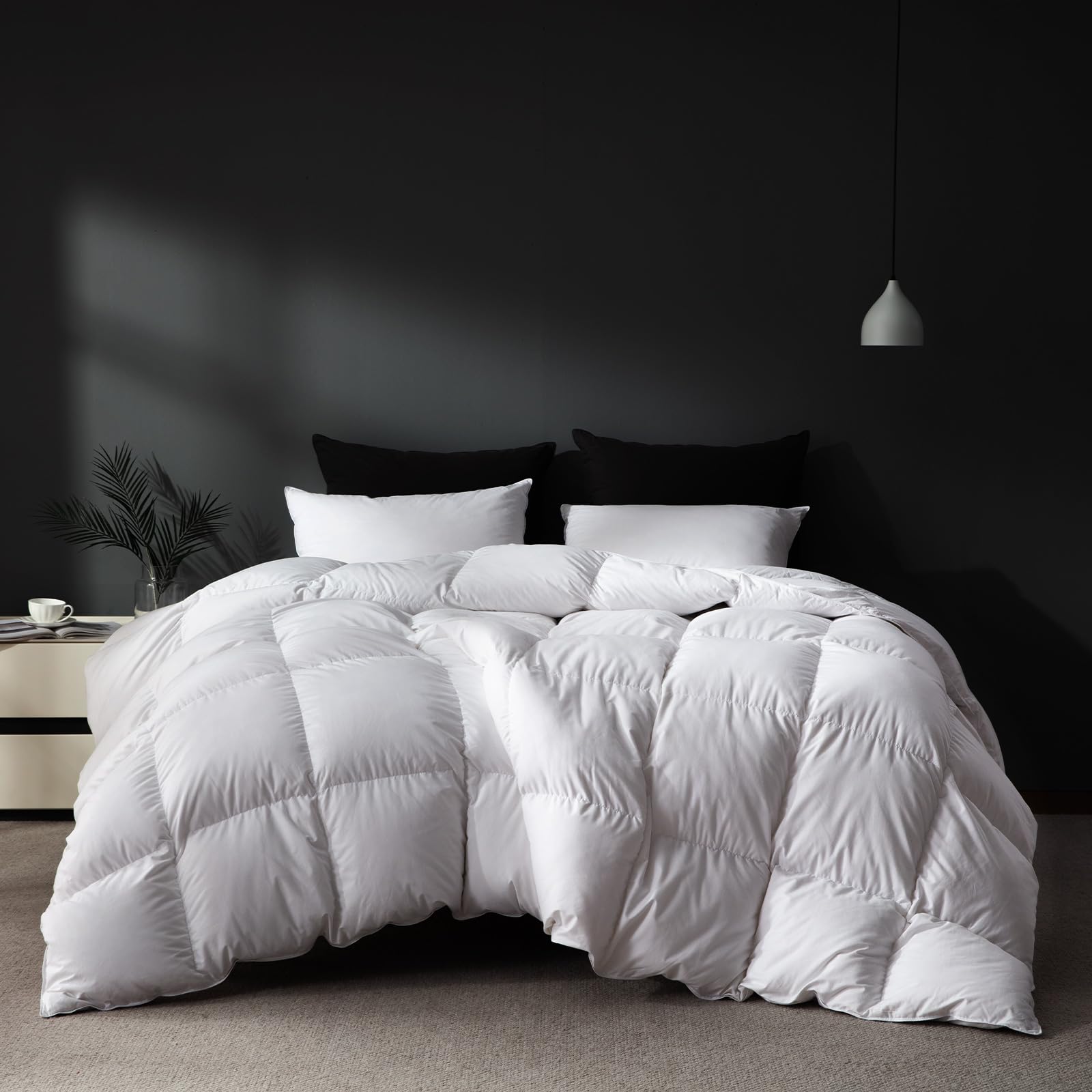 White Goose Feathers Down Comforter Queen Size, Premium All Season Duvet