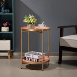 2-Tier Round Metal End Side Table, Accent Anti-Rust Simplistic Sofa Table