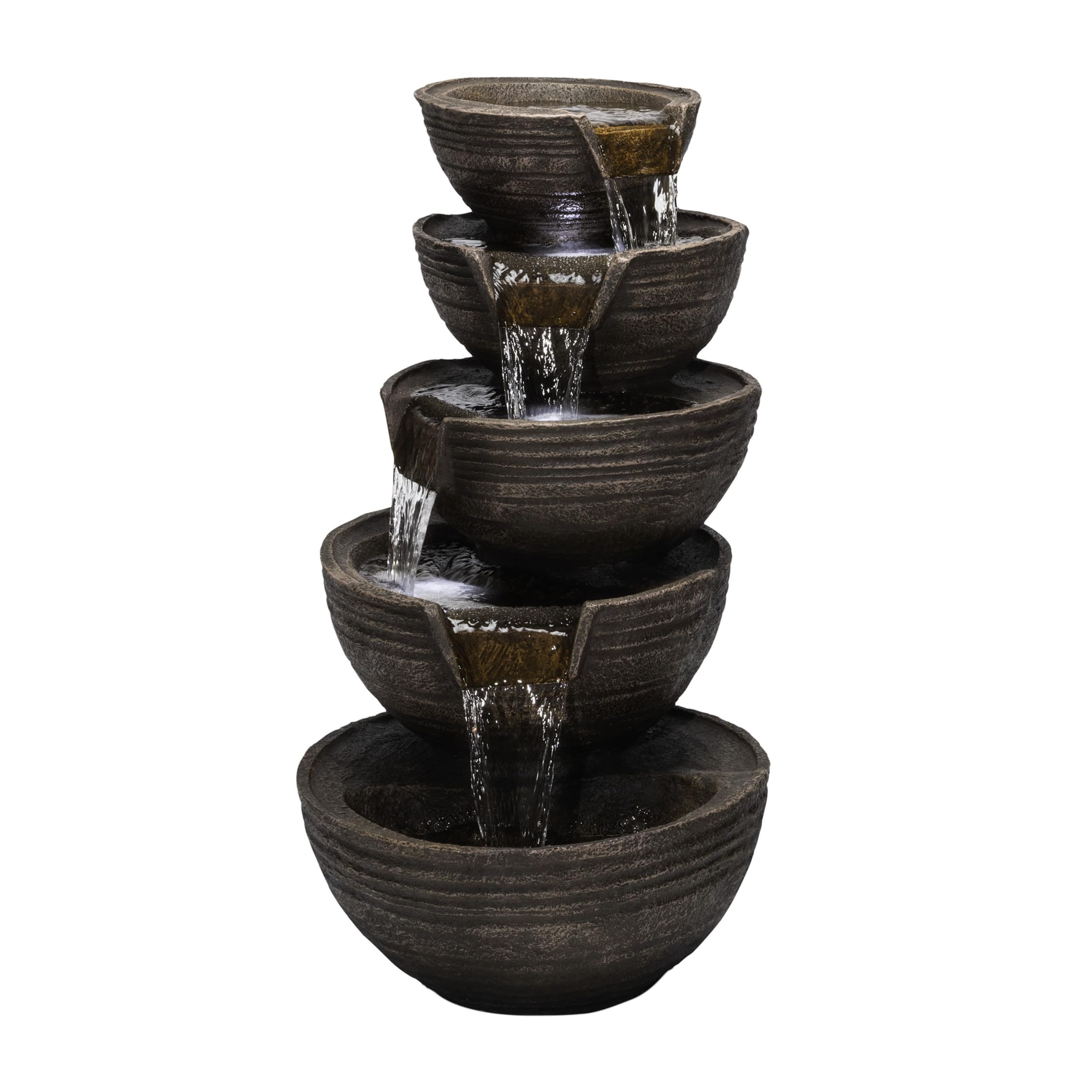 TZL101 Outdoor Floor 5-Tiered Bowl Fountain with LED Lights