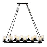 JYL7555A Athos 45.5" 12-Light Iron Rustic Farmhouse Linear LED Chandelier Pendant Bohemian Cottage