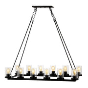 JYL7555A Athos 45.5" 12-Light Iron Rustic Farmhouse Linear LED Chandelier Pendant Bohemian Cottage