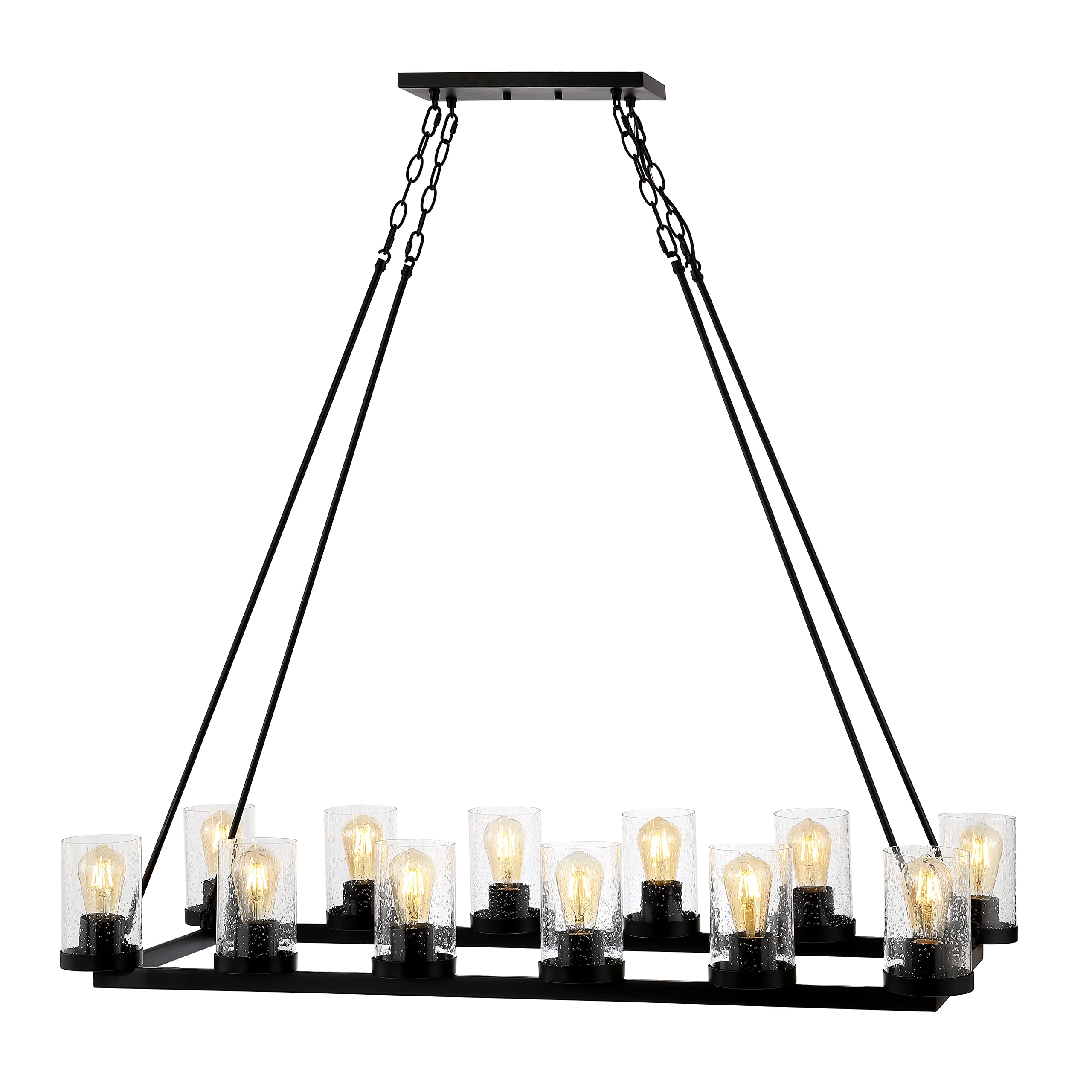 JYL7555A Athos 45.5" 12-Light Iron Rustic Farmhouse Linear LED Chandelier Pendant Bohemian Cottage
