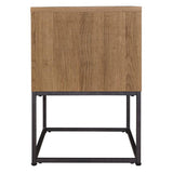 Mila 22 Inch Modern Wood Nightstand On Metal Base, Open Shelf, Brown