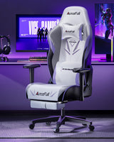 C3 Ergonomic Gaming Chair with Lumbar Support and Footrest - White