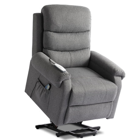 Power Lift Recliner Chair, Linen Fabric Lift Chair for Elderly with Massage & Heat, Electric