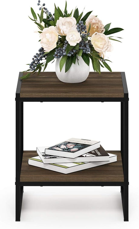 Camnus Modern Living End Table, Americano, 1 Tier, Metal Frame