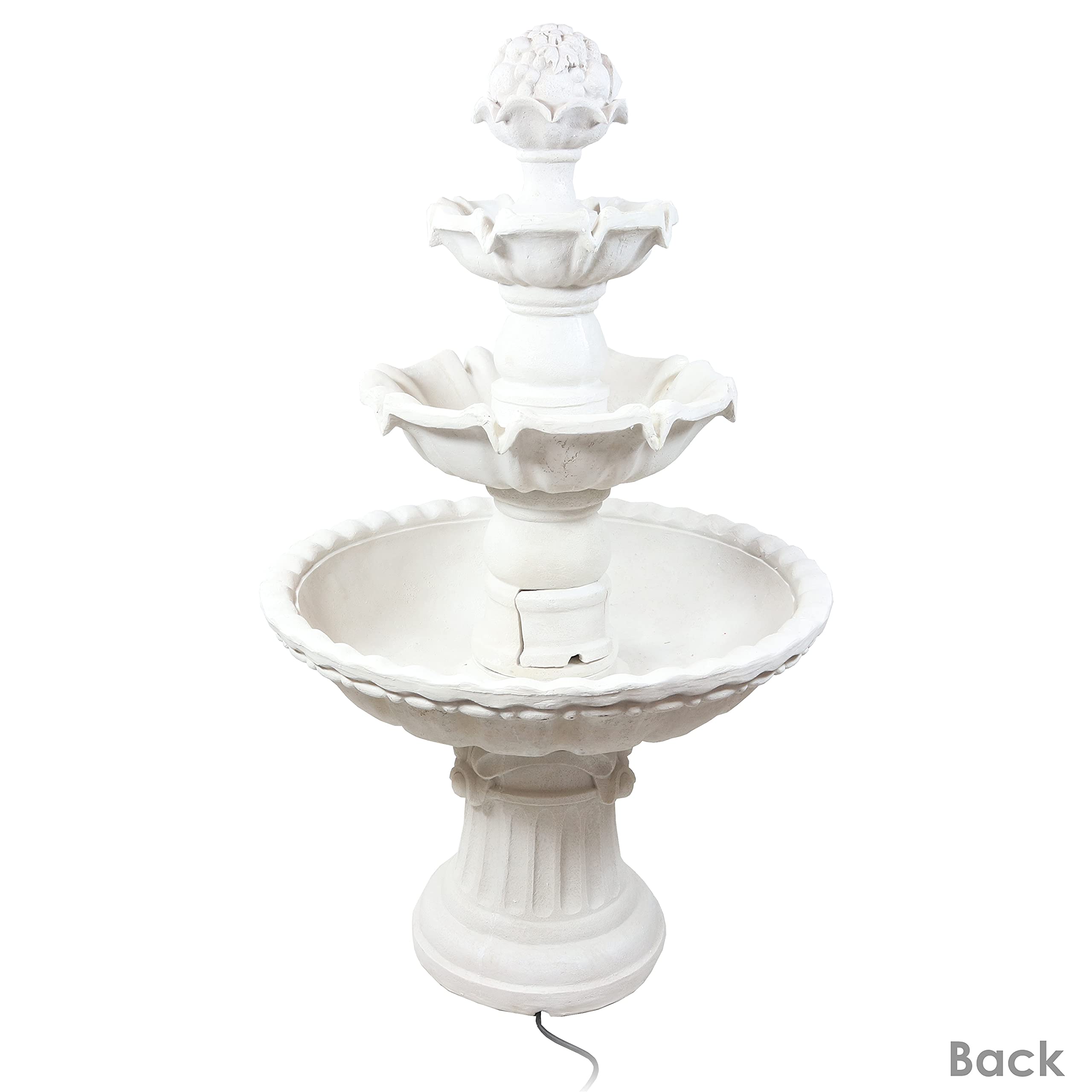 52-Inch 3-Tier Outdoor Water Fountain with Fruit Top - Large Outdoor Water Feature