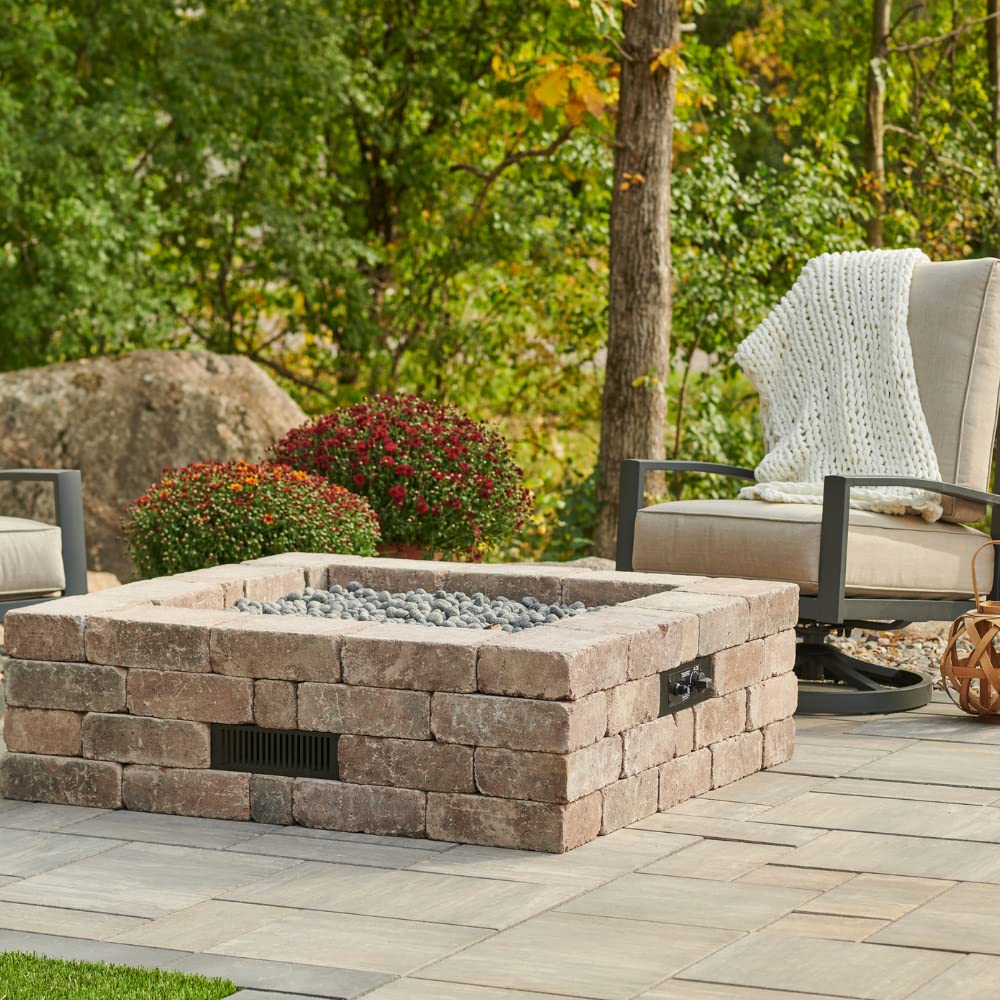 Propane Fire Pit Kit - 51 Inch Square Bronson DIY Bonfire Gas Fire Pits for Outside Patio