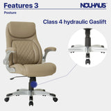 +Posture Ergonomic PU Leather Office Chair. Click5 Lumbar Support with FlipAdjust