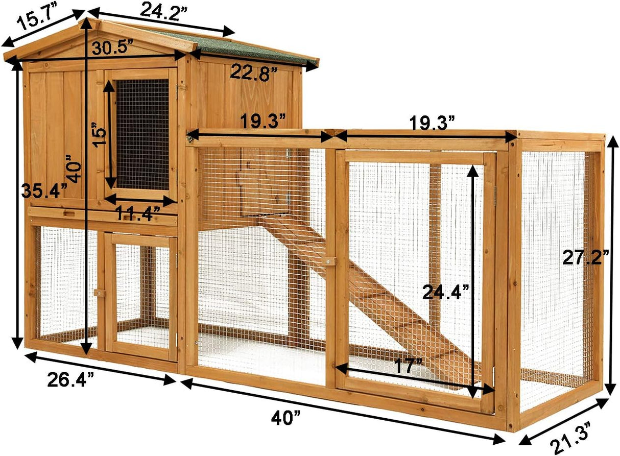 63" Outdoor Chicken Coop Wooden, Chicken Cage