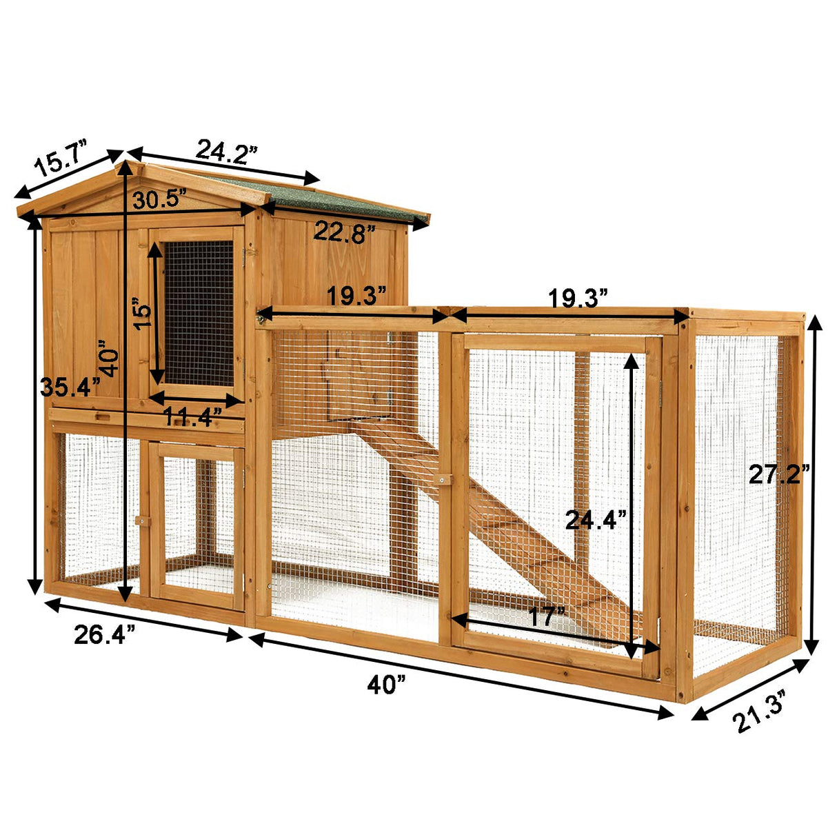 63" Outdoor Chicken Coop Wooden, Chicken Cage