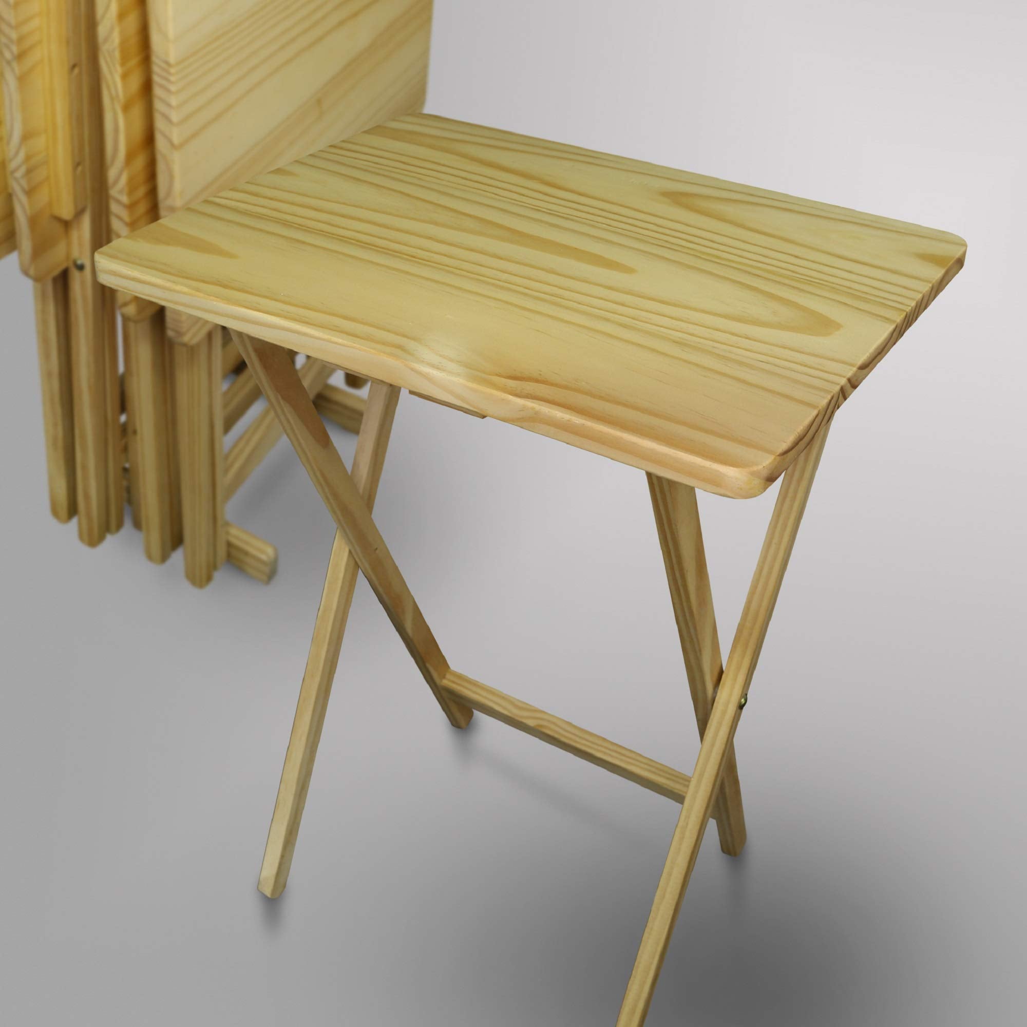 OakNest 5-Piece Solid Wood Folding TV Tray Table Se