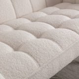 48" Small Loveseat for Small Spaces, Upholstered Fluffy White Loveseat Sofa,