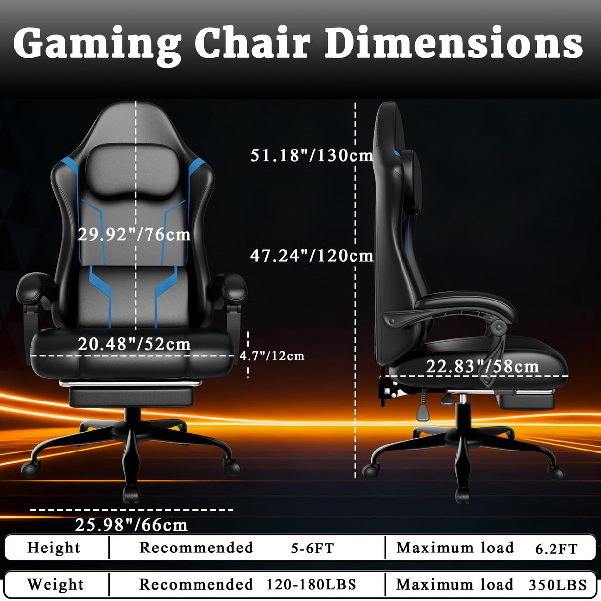 Ergonomic Gaming Chair with Pocket Spring Cushion & Footrest