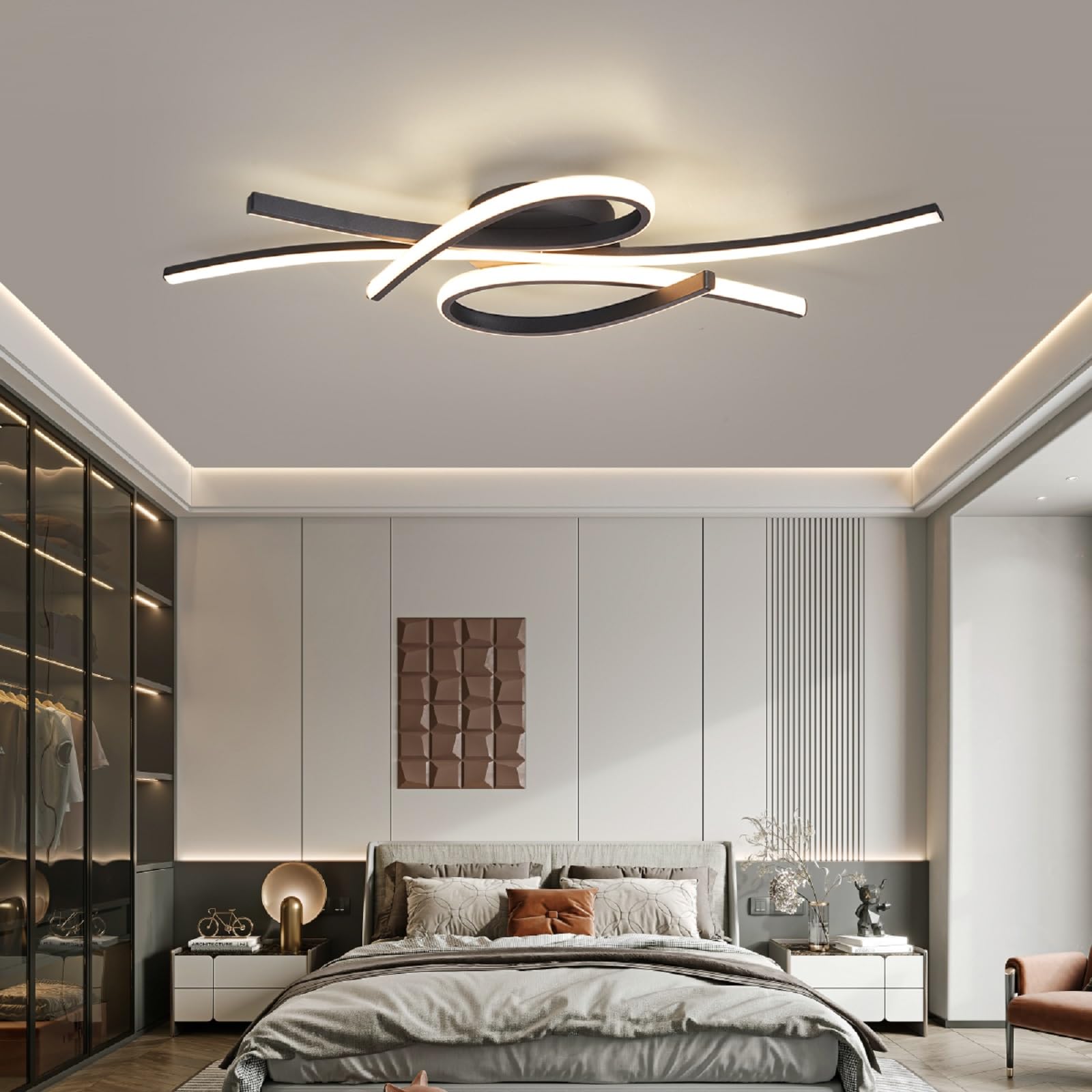 Modern LED Ceiling Light Fixture - 40W Flush Mount Chandelier