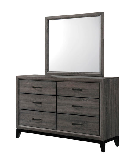 Ambroise 5-Piece King Size Bedroom Set, Grey/Black. Bed, Dresser, Mirror & 2 Nightstands