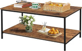 2-Tier Coffee Table with Storage Shelf for Small Living Spaces, Grey Oak Rectangle Wood