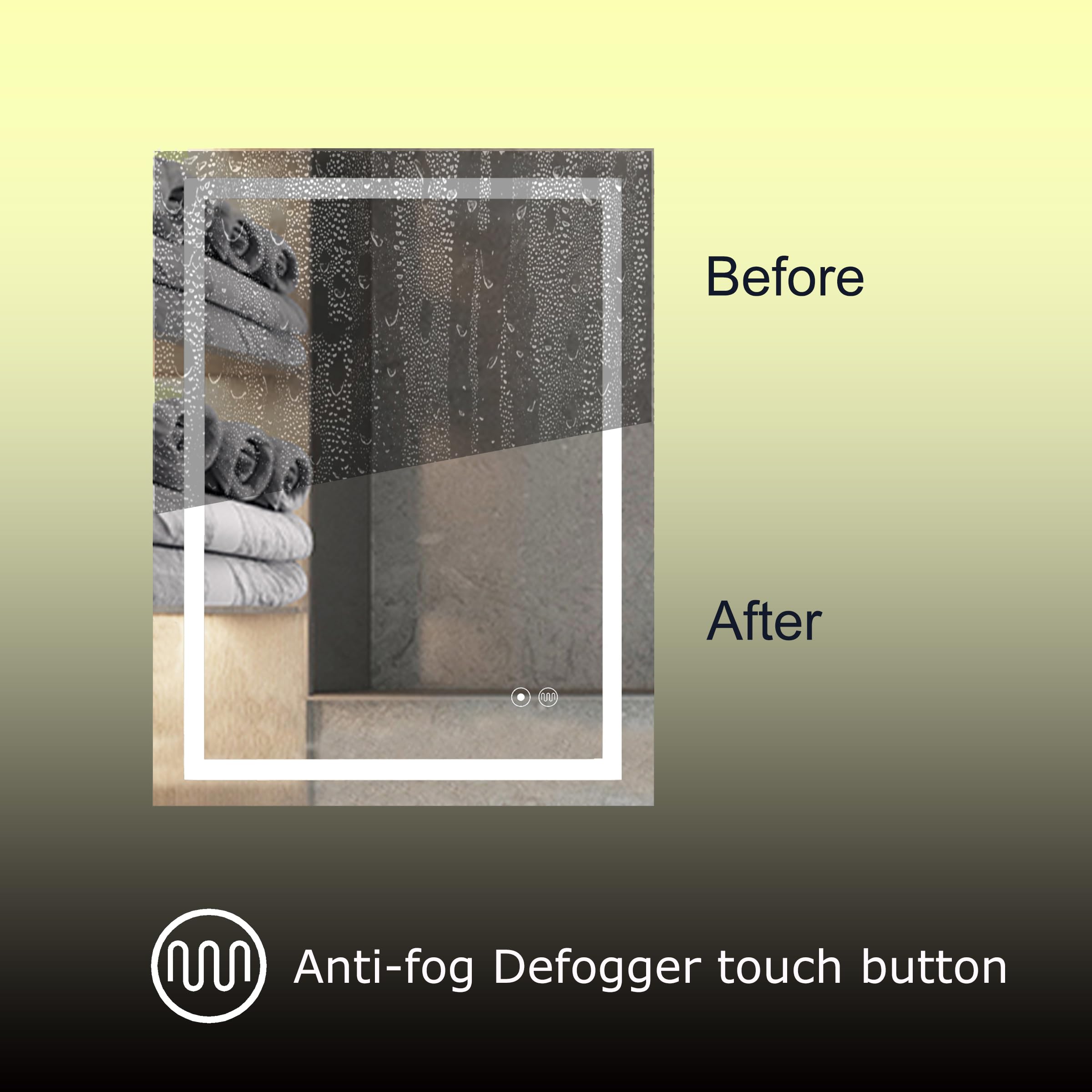 LED Vanity Mirror with Lights 24x18 Inch - Dimmable Wall Mounted Bathroom Mirror