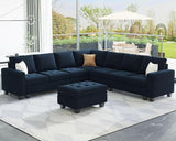 Convertible Velvet Modular Sectional Sofa Couch with Reversible Chaise L Shaped Sectional Couch