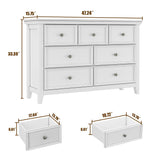 BLANKSPACE White 7 Drawer Dresser, Modern Dresser for Bedroom, Wood Drawer Organizer with Metal Knobs, Large Capacity Wood Cabinet for Bedroom, Hallway