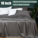 Deep Pocket Queen Sheets 18 Inch - 100% Eucalyptus Tencel Sheets Queen - Cooling Sheets for Hot Sleepers