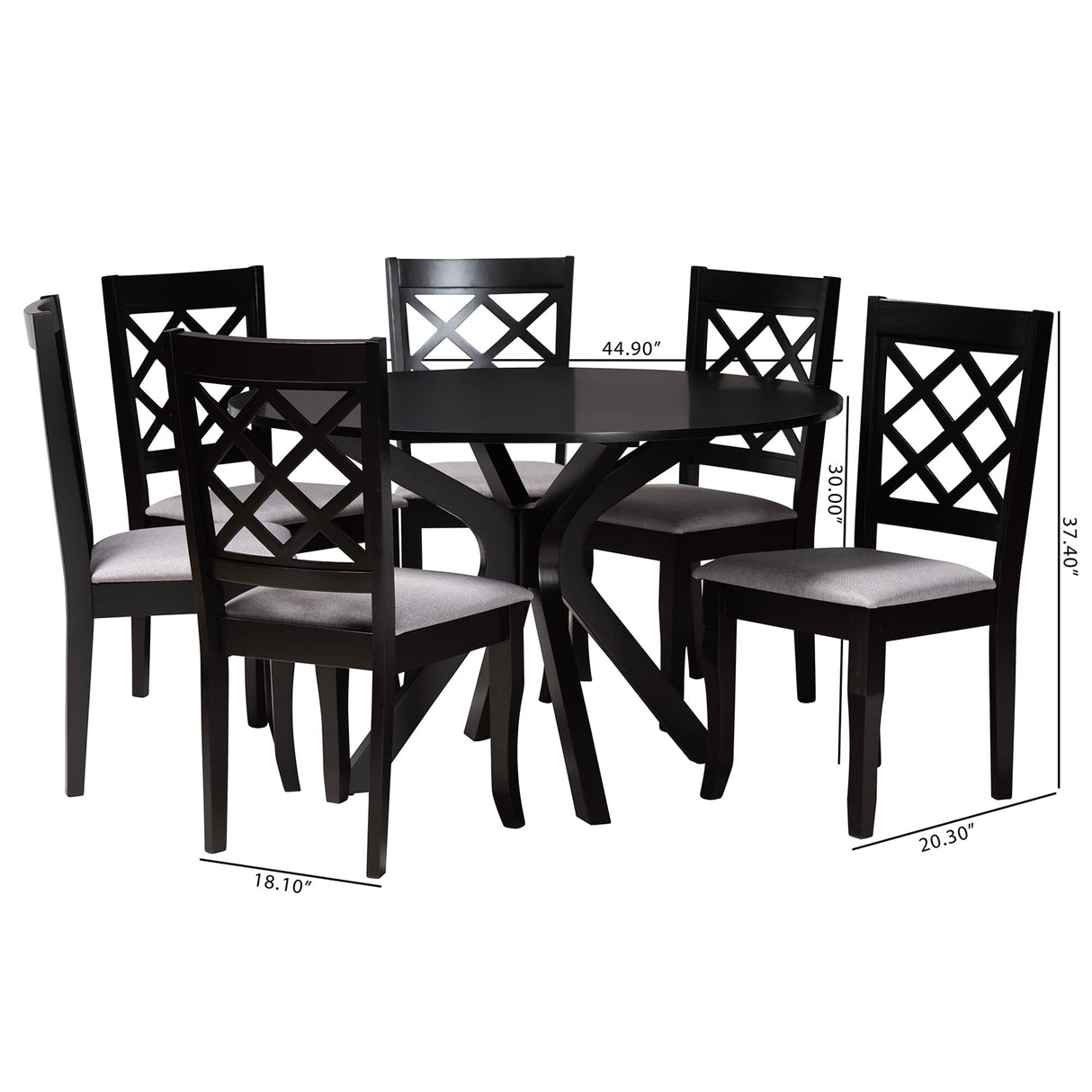 Jana Dining Set, 7-Piece, Grey/Espresso Brown