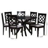 Jana Dining Set, 7-Piece, Grey/Espresso Brown