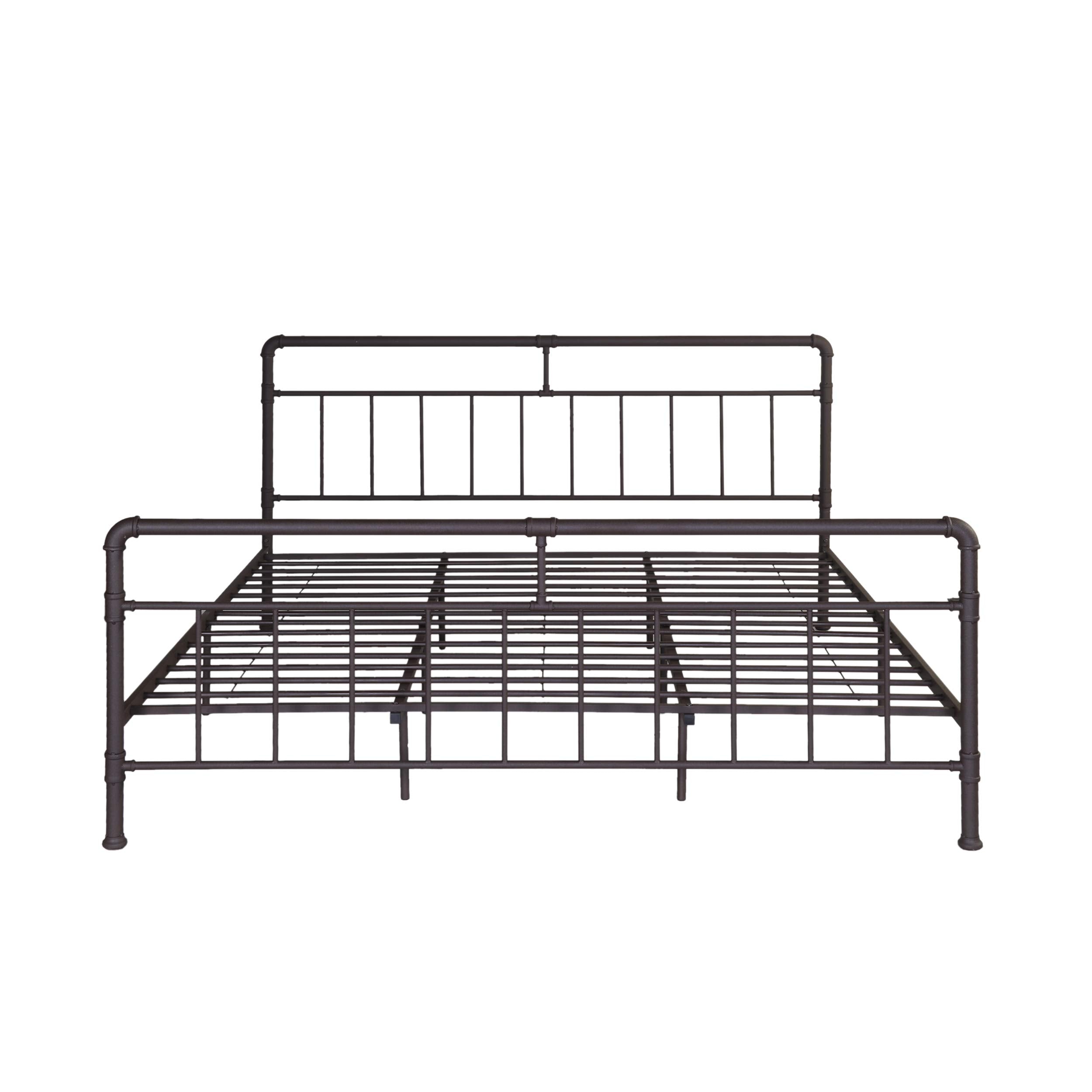 Sally King-Size Iron Bed Frame, Minimal, Industrial, Hammered Copper