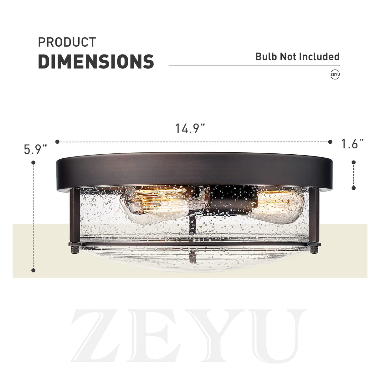 3-Light Flush Mount Ceiling Light - 15 Inch Farmhouse Style