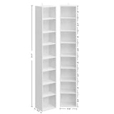 Tall Narrow Bookshelf 8 Tiers 71in Set of 2, Compact Corner Bookcase, Easy to Match for Living Room, Office, Study, Bedroom