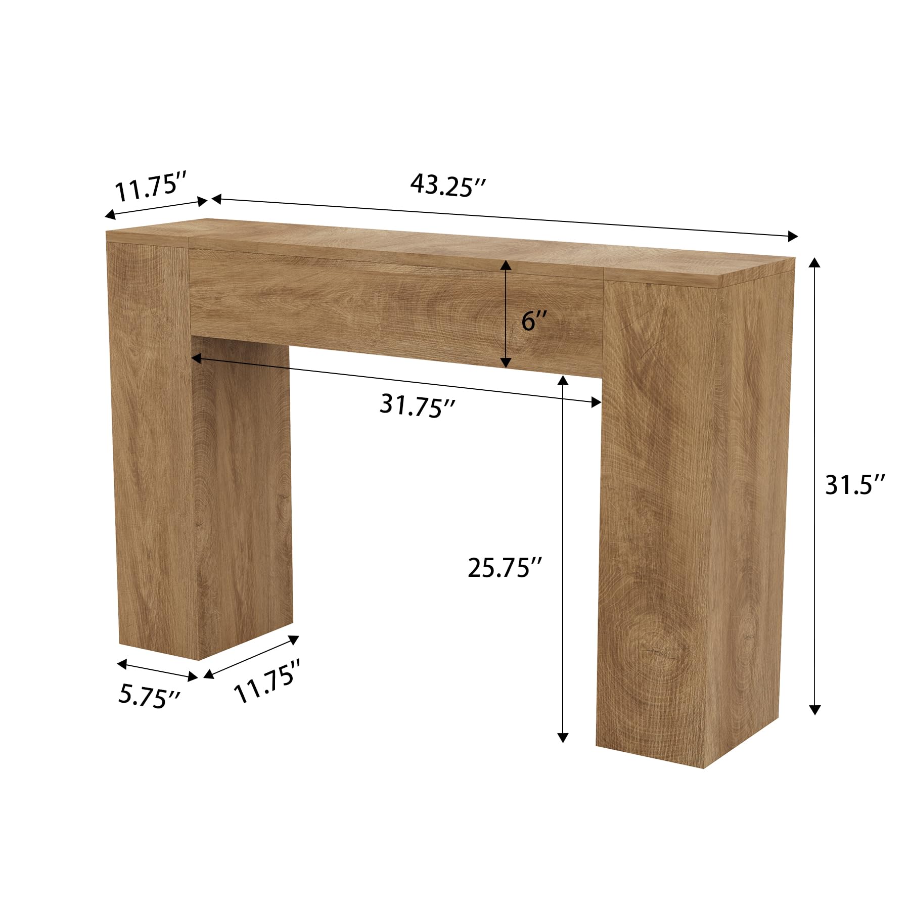 43-Inch Wood Console Table - Farmhouse Entryway Accent