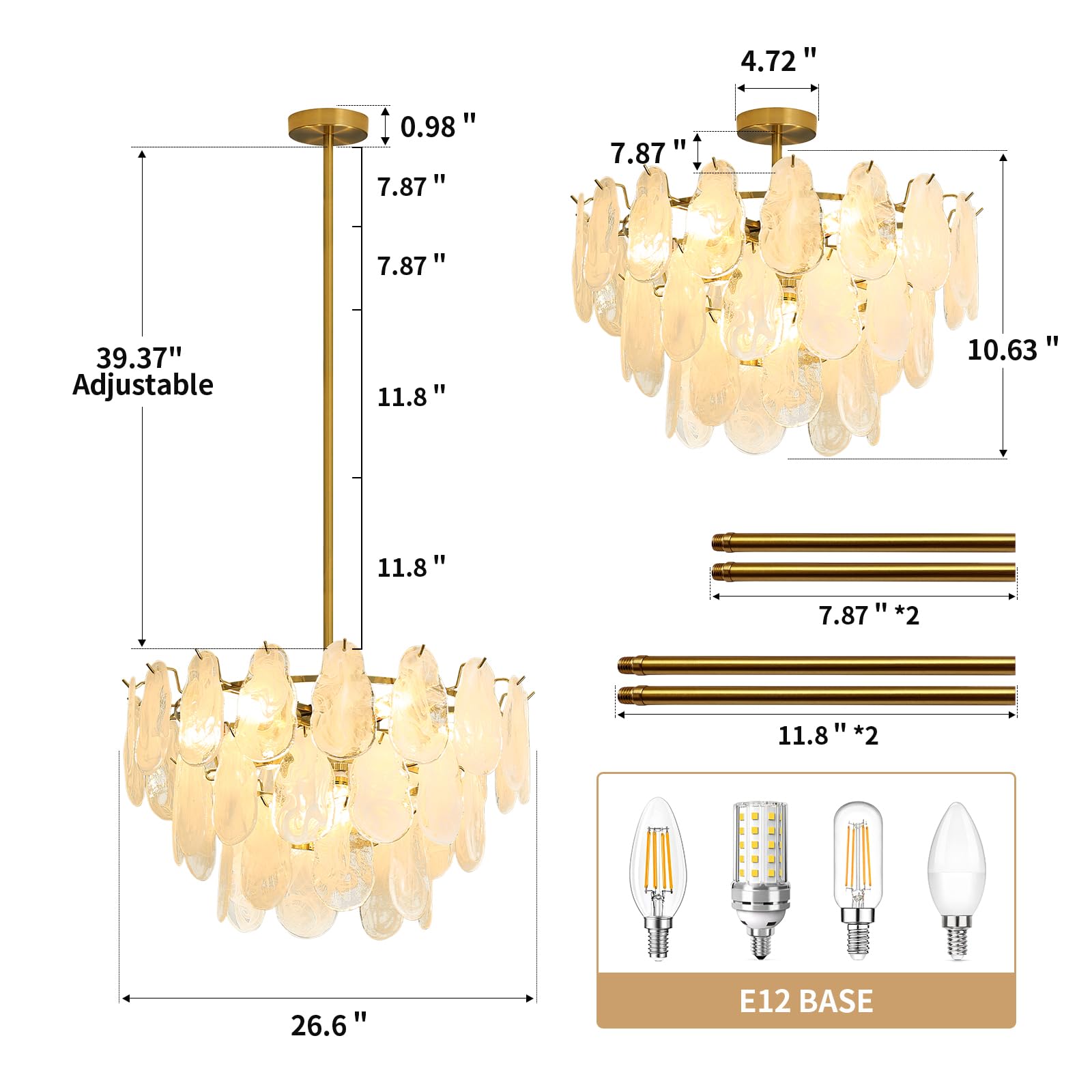 modern gold Chandeliers Lighting, D23.6 creative cloud glass Pendant Ceiling
