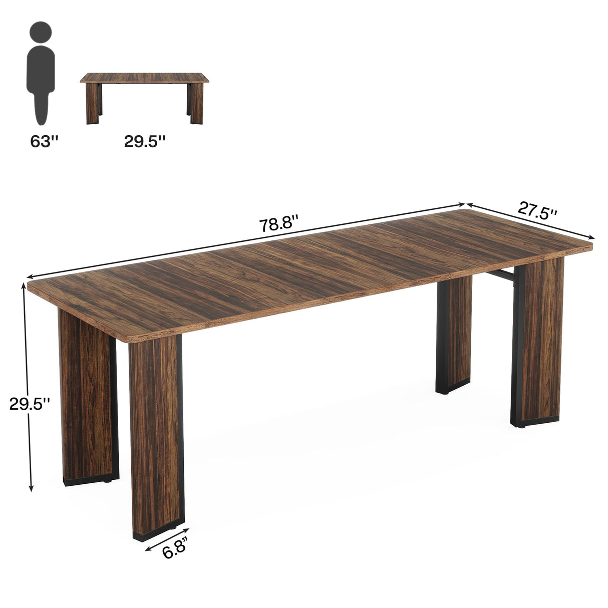 6.5FT Conference Table for 6-8, 78-Inch Large Rectangular Meeting Table