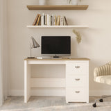 Traditional Desk with Attached 3-Drawer File Cabinet - for Home Office, Bedroom, Computer, or Craft Table by Lavish Home (White)